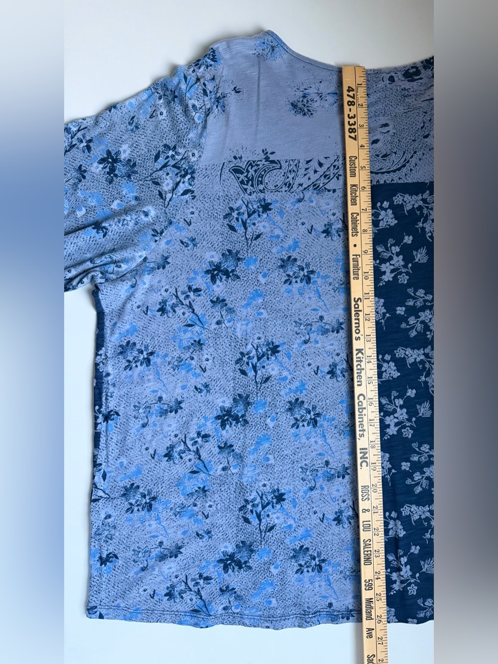 Lucky Brand The Madeline Floral Print Tee Top color-blocked Blue 3/4 Sleeves- 3X - Picture 8 of 8